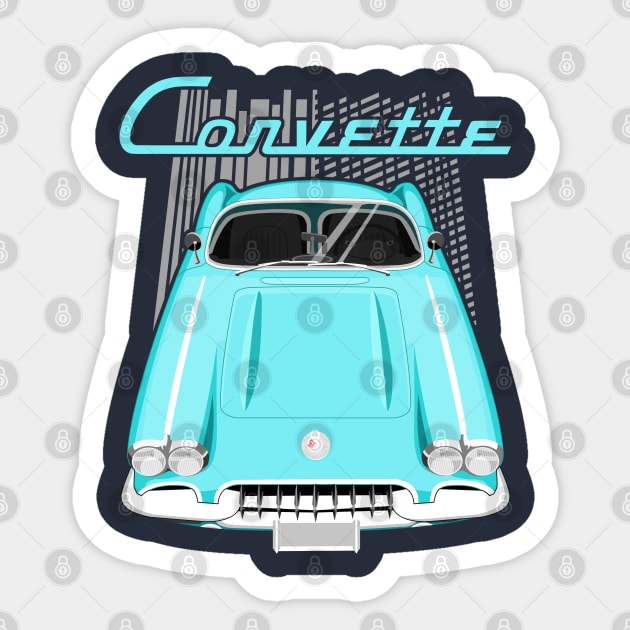 Corvette C1 1958-1960 - Turquoise Sticker by V8social